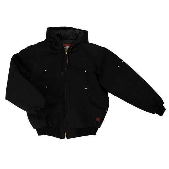 TOUGH DUCK BLACK CANVAS HOODED LINED BOMBER JACKET - Picture 1 of 2